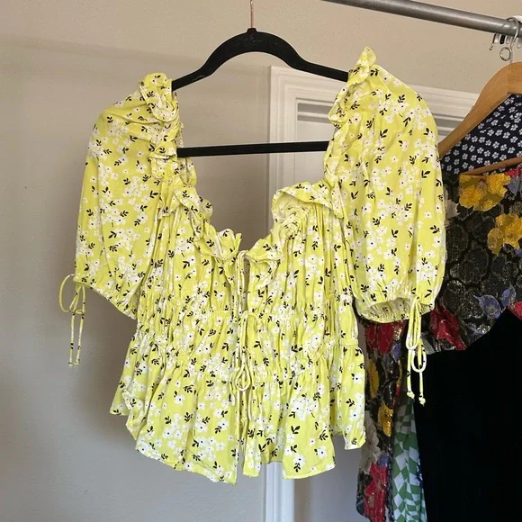 FOR LOVE & LEMONS ditsy yellow floral top size M - Picture 5 of 5